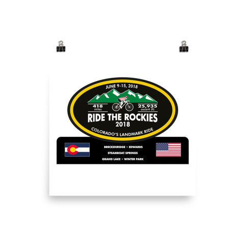 Ride The Rockies 2018, CO - Oval Trophy Photo paper poster