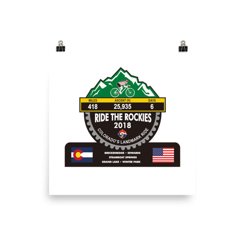 Ride The Rockies 2018, CO - Mountain Trophy Photo paper poster